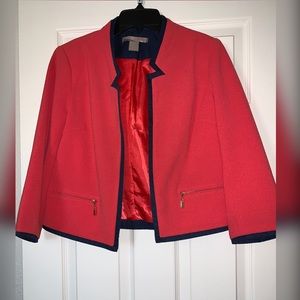 Coral Blazer with Blue Detail